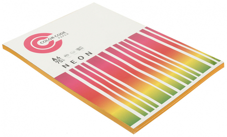 Бумага офисная цветная Color Code Neon, А4 (210*297 мм), 75 г/м2, 100 л., оранжевая