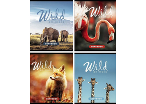 Тетрадь общая А5, 96 л. на скобе Creativiki «Дикие животные», 162×203 мм, клетка, ассорти