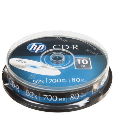 Компакт-диск CD-R HP, 52x, 10 шт., в тубе