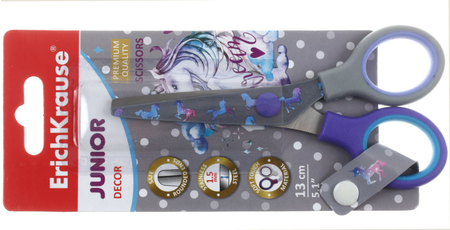 Ножницы канцелярские детские ErichKrause Junior Decor, 130 мм, ручки сиреневые с серым, Dream Unicorn Ножницы канцелярские детские ErichKrause Junior Decor, 130 мм, ручки сиреневые с серым, Dream Unicorn