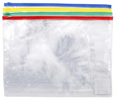 Папка-конверт пластиковая на молнии Sponsor А4+, 240*320 мм, толщина пластика 0,14 мм, прозрачная