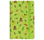 Книжка записная на резинке «Котики и листочки» (А6), 90×140 мм, 80 л., линия, зеленая