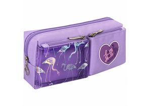 Пенал-косметичка однокамерный «Юнландия» Flamingo, 200×60×80 мм, фиолетовый