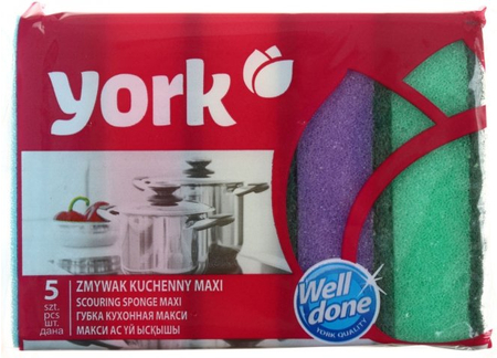 Губки кухонные York, 68*95*27 мм, 5 шт., «Макси» Губки кухонные York, 68*95*27 мм, 5 шт., «Макси»
