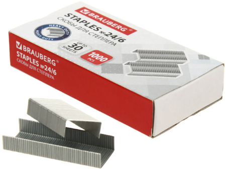 Скобы для степлеров Brauberg Standard, №24/6, 1000 шт. Скобы для степлеров Brauberg Standard, №24/6, 1000 шт.