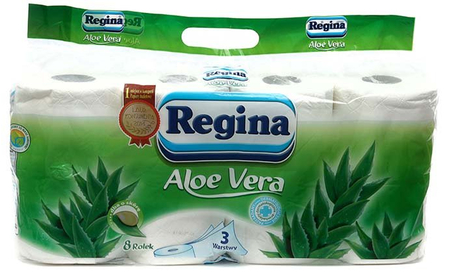 Бумага туалетная Regina, 8 рулонов, ширина 95 мм, Aloe Vera, белая