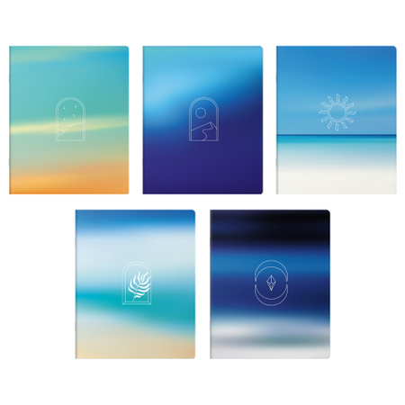 Тетрадь общая А5, 96 л. на скобе BG «Небо», 160*200 мм, клетка, ассорти