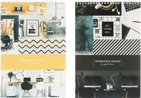 Блокнот на гребне ARTspace А4, 200*295 мм, 80 л., клетка, «Офис. Workspace Design», ассорти
