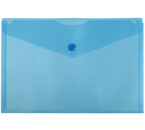 Папка-конверт пластиковая на кнопке «Бюрократ» А5, толщина пластика 0,18 мм, синяя
