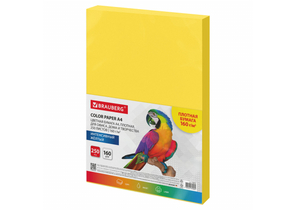Бумага офисная цветная Brauberg Standard Intensive, А4 (210×297 мм), 160 г/м², 250 л., желтая