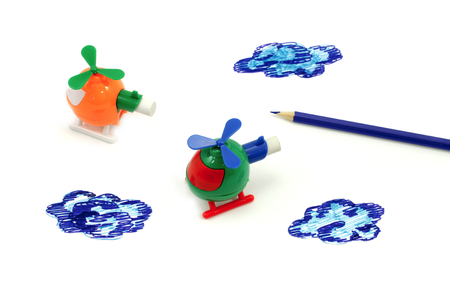 Точилка пластиковая с ластиком «Вертолетик», 1 отверстие