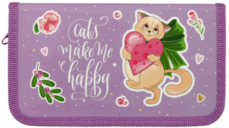 Пенал однокамерный ArtSpace, 190*110 мм, Cute Cat Пенал однокамерный ArtSpace, 190*110 мм, Cute Cat