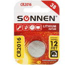 Батарейка литиевая дисковая Sonnen Lithium, CR2016, 3V