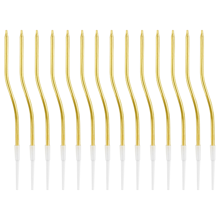 Свечи для торта с держателями Meshu Wave Gold, 14 шт.