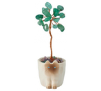 Дерево денежное декоративное «Сувенир бонсай», 12 зелёных камней, 3,3×3,4×8,8 см, «Котик-горшок»