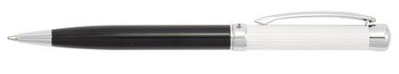 Ручка подарочная шариковая Manzoni Alessandria, корпус черный с белой вставкой