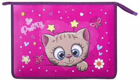 Папка для тетрадей на молнии «Юнландия» А4, 33*23*5,5 см, Pretty Kitty Папка для тетрадей на молнии «Юнландия» А4, 33*23*5,5 см, Pretty Kitty