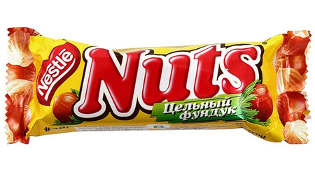 Батончик шоколадный Nuts, 50 г, шоколад с цельным фундуком Батончик шоколадный Nuts, 50 г, шоколад с цельным фундуком