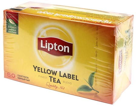 Чай Lipton Yellow Label Tea , 100 г, 50 пакетиков, черный чай