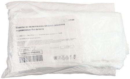 Пакет-майка A.D.M (упаковка), 28+13*58 см, 12 мкм, 100 шт., белый