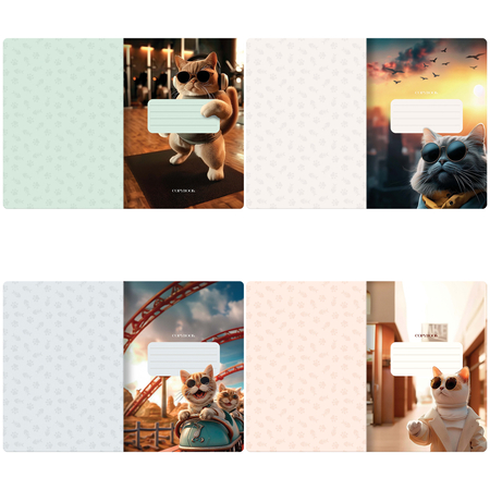 Тетрадь школьная А5, 40 л. на скобе Meshu «Коты в городе», 145*205 мм, клетка, ассорти Тетрадь школьная А5, 40 л. на скобе Meshu «Коты в городе», 145*205 мм, клетка, ассорти