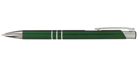 Ручка шариковая автоматическая Ascot, корпус зеленый/серебристый, стержень синий