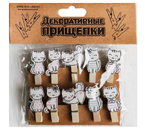 Прищепки декоративные деревянные, 3,5 см×10 шт., «Котики»