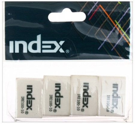 Набор ластиков Index, 26*18*8 мм, 4 шт., белые (цена за 1 набор) Набор ластиков Index, 26*18*8 мм, 4 шт., белые (цена за 1 набор)