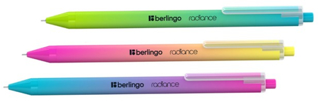 Ручка шариковая автоматическая Berlingo Radiance, корпус ассорти, стержень синий