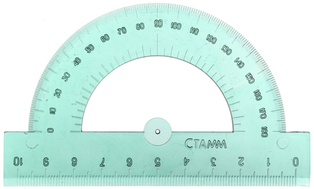 Транспортир пластиковый «Стамм», 10 см, 180°, ассорти