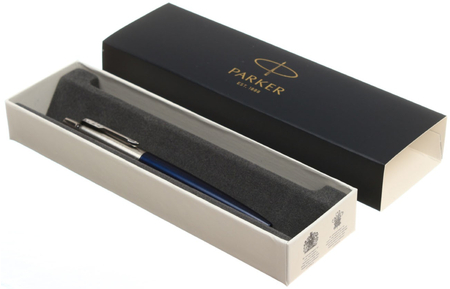 Ручка подарочная шариковая Parker Jotter Royal Blue CT, корпус серебристый с синим 