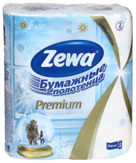 Полотенца бумажные Zewa Premium (в рулоне), 2 рулона, ширина 230 мм, цветные