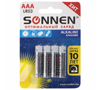 Батарейки щелочные Sonnen Alkaline, AAA, LR03, 1.5V, 4 шт.