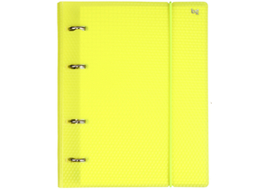 Тетрадь общая А5, 120 л. на кольцах BG Neon, 175×220 мм, клетка, желтая