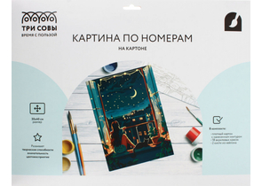 Картина по номерам на картоне «Три совы», 30×40 см, «Звездная ночь»