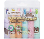 Набор маркеров-текстовыделителей Brauberg, 6 цветов, пастель, «Милые коты» Набор маркеров-текстовыделителей Brauberg, 6 цветов, пастель, «Милые коты»