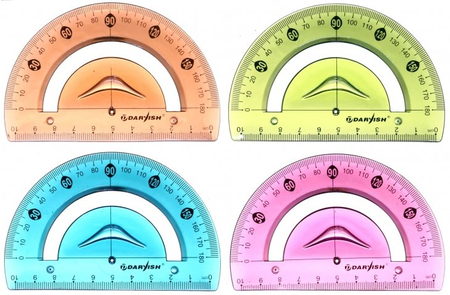 Транспортир Darvish, 10 см, 180°, прозрачный, ассорти (цена за 1 шт.)