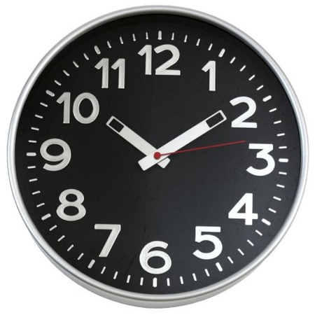 Часы настенные «Тройка», рамка серебристая, фон черный