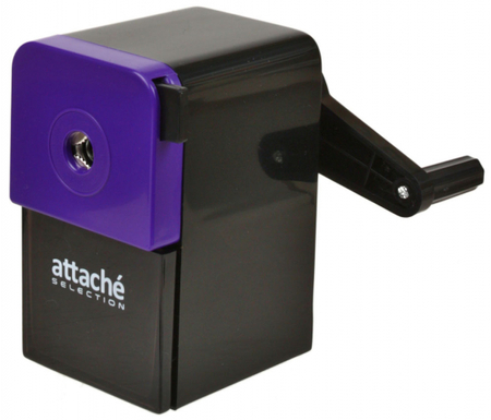 Точилка механическая Attache Selection, 1 отверстие, черная с фиолетовым