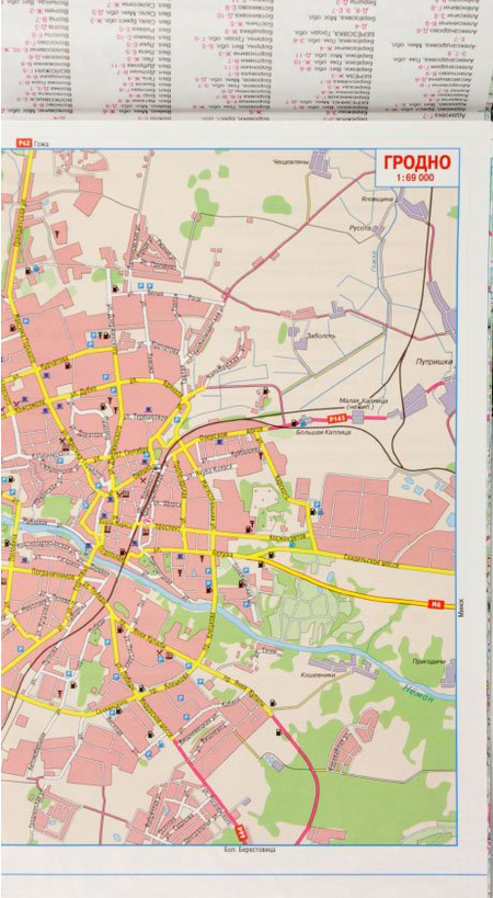 Карта автомобильных дорог РБ, масштаб 1: 850 000