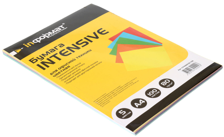 Бумага офисная цветная Intensive inФормат, А4 (210*297 мм), 80 г/м2, 100 л., (5 цветов*20 л.) Бумага офисная цветная Intensive inФормат, А4 (210*297 мм), 80 г/м2, 100 л., (5 цветов*20 л.)