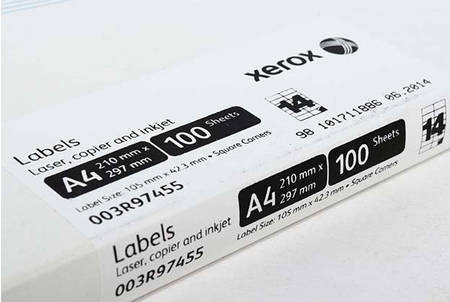 Бумага самоклеящаяся для изготовления этикеток Xerox, А4, 14 шт., 105*42,3 мм, 100 л.