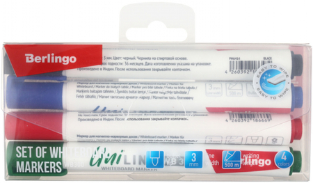 Набор маркеров для вайтбордов Berlingo Uniline WB300, 4 цвета