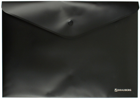 Папка-конверт пластиковая на кнопке Brauberg Super, толщина пластика 0,2 мм, черная Папка-конверт пластиковая на кнопке Brauberg Super, толщина пластика 0,2 мм, черная