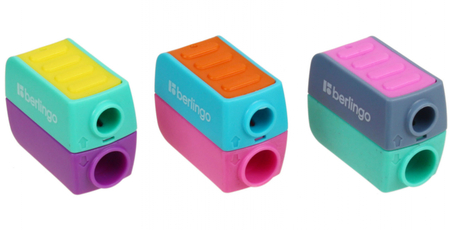 Точилка пластиковая Berlingo ColorShift, 2 отверстия, с контейнером, ассорти