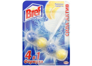 Блок для унитаза Bref 4в1 «Сила-Актив», 51 г, «Лимонная свежесть»