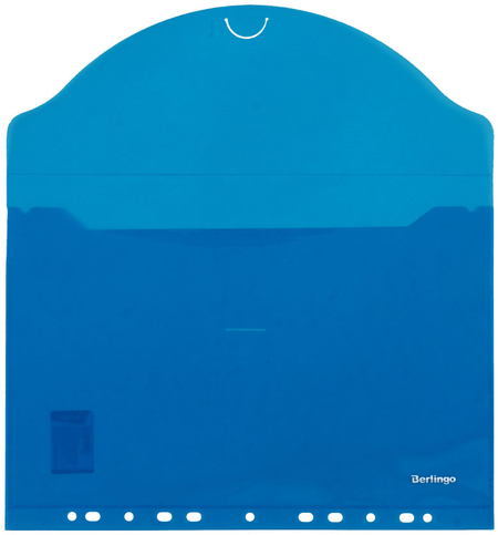 Папка-конверт пластиковая на язычке Berlingo А4+, толщина пластика 0,18 мм, синяя