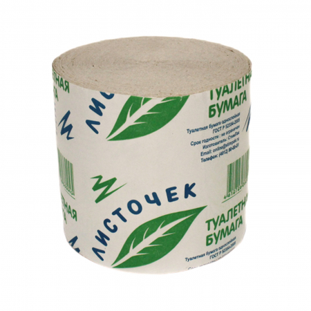 Бумага туалетная «Листочек», 1 рулон, ширина 75 мм, серая