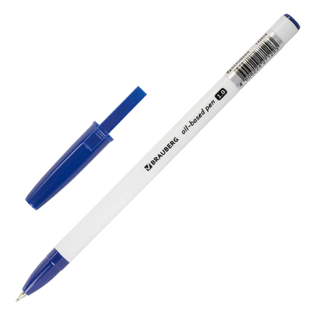 Ручка шариковая Brauberg Oil-Based Pen, корпус белый, стержень синий Ручка шариковая Brauberg Oil-Based Pen, корпус белый, стержень синий