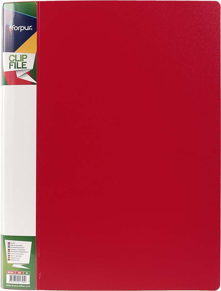 Папка пластиковая с боковым зажимом и карманом Forpus, толщина пластика 0,6 мм, красная